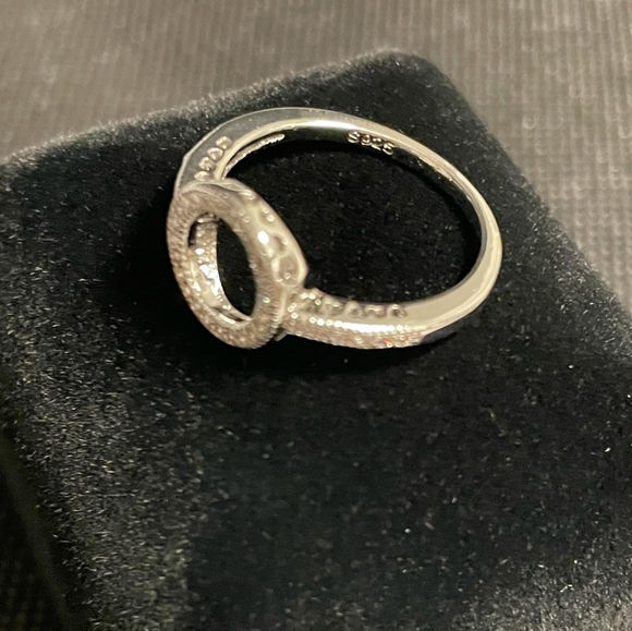 Stamped S925 White Sapphire Pave Open Circle Ring - Picture 4 of 5